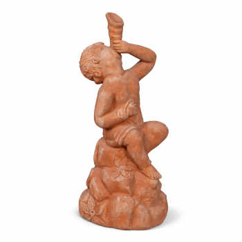 Impruneta PUTTO GETTA ACQUA – Brunnenfigur aus Terrakotta, frostsicher bis -30 °C